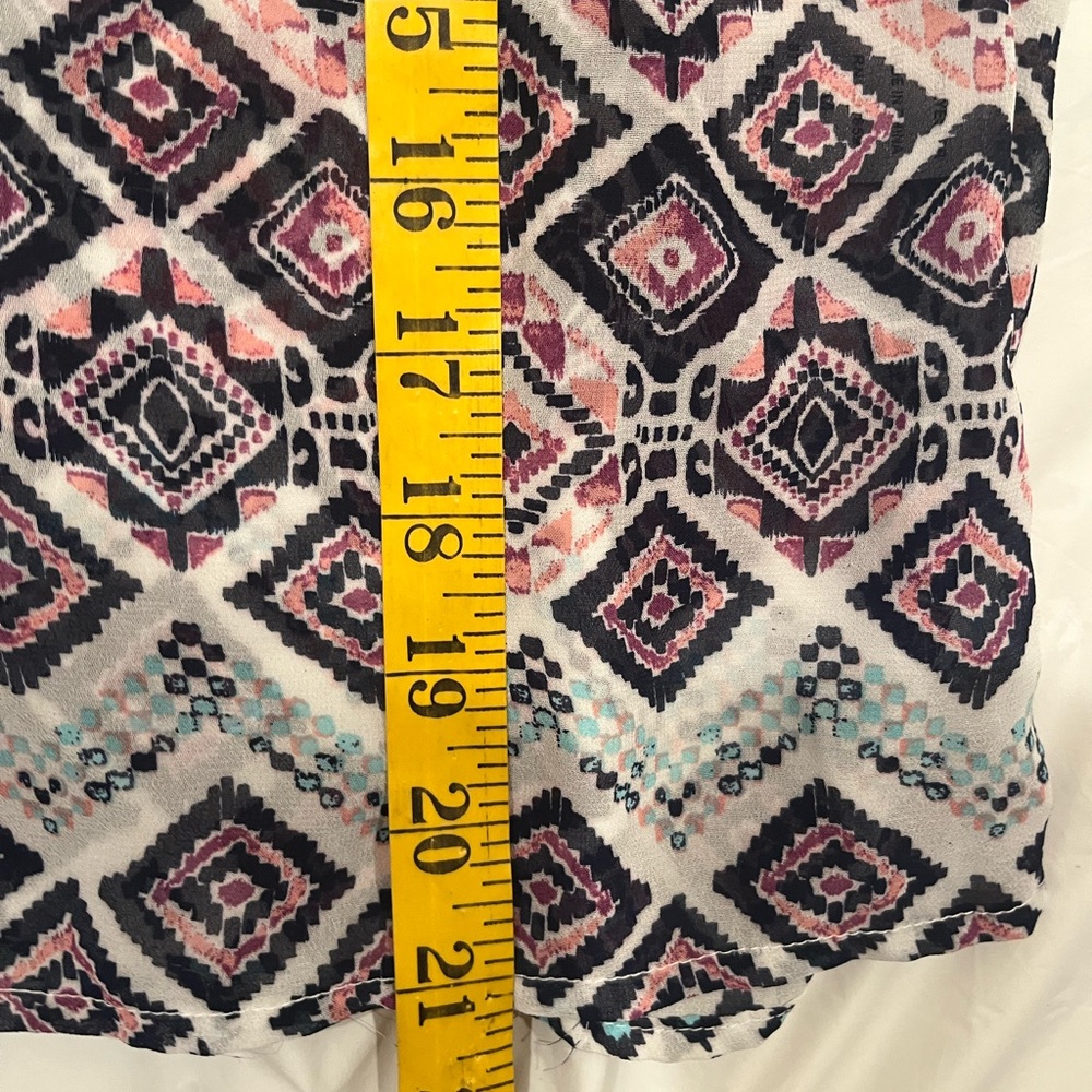 Charlotte Russe Sheer Top.  Size Medium purple, teal and black multi colors - Picture 11 of 15